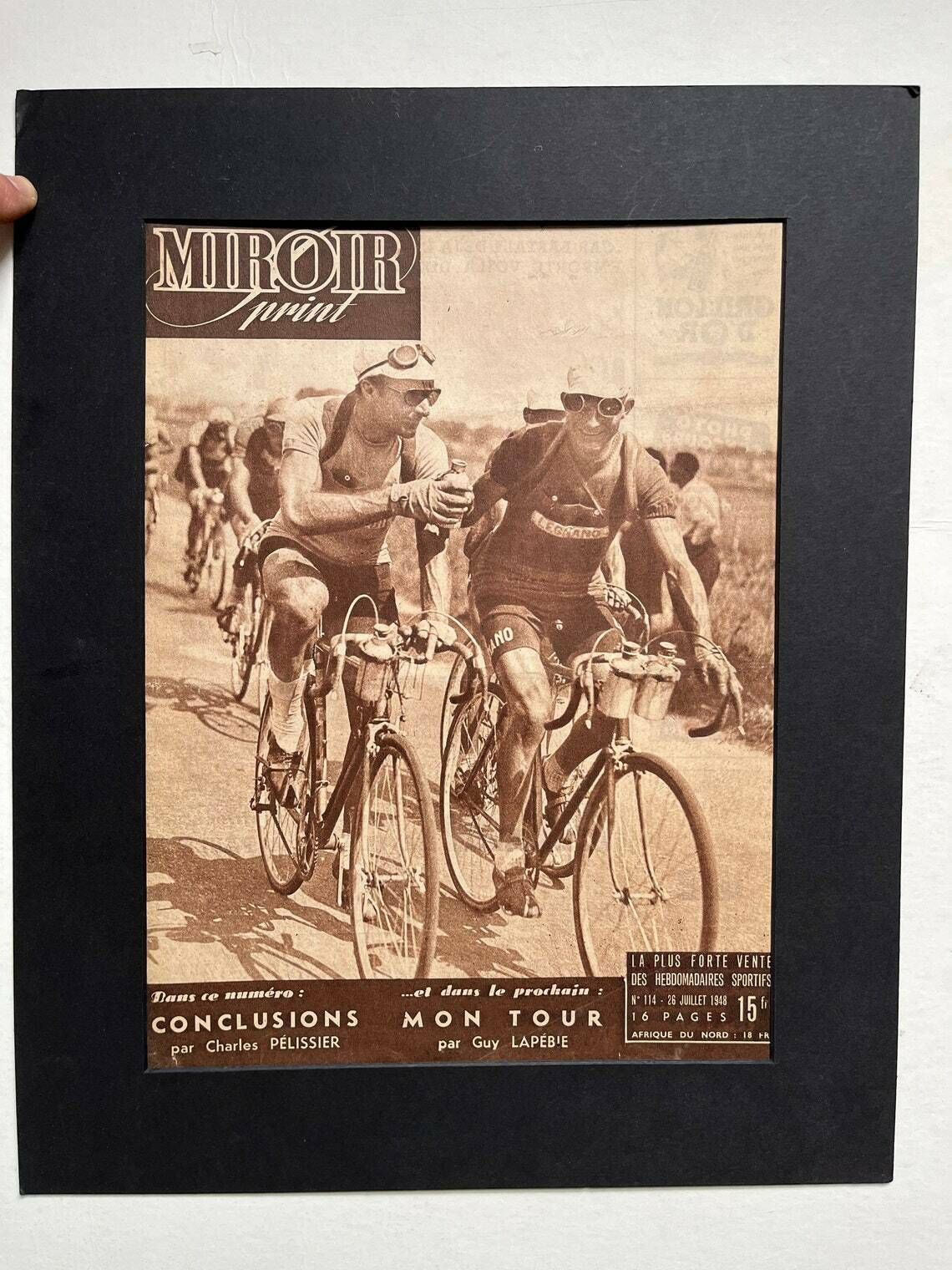 1948 Original Vintage Tour De France Cycling Print  Guy Lapebie Charles Pelissier photo vinterior