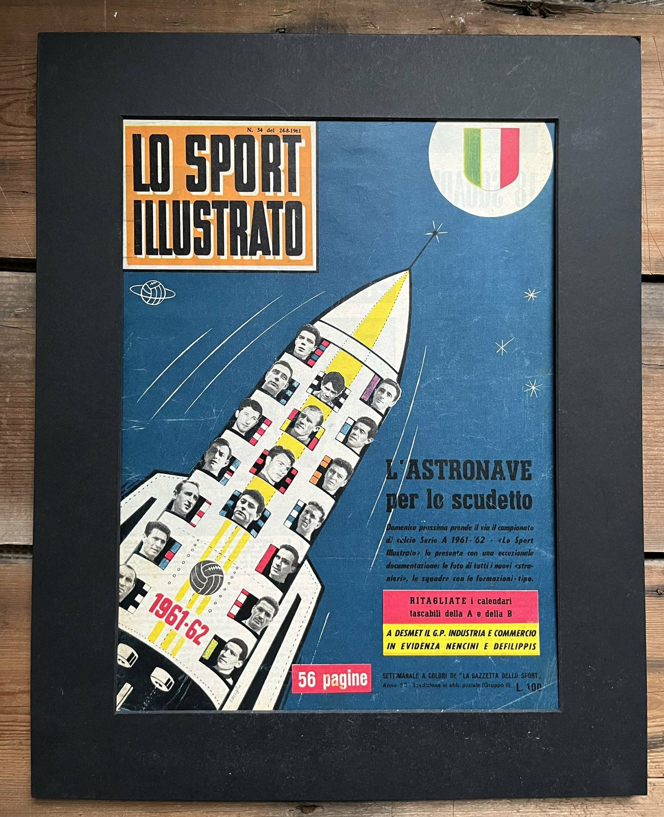 Lo Sport Italian Football Original Vintage Magazine Cover Print 1961