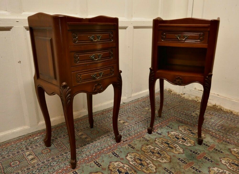 Pair Of French Cherry Wood Bedside Cabinets Or Cupboards photo Furniture