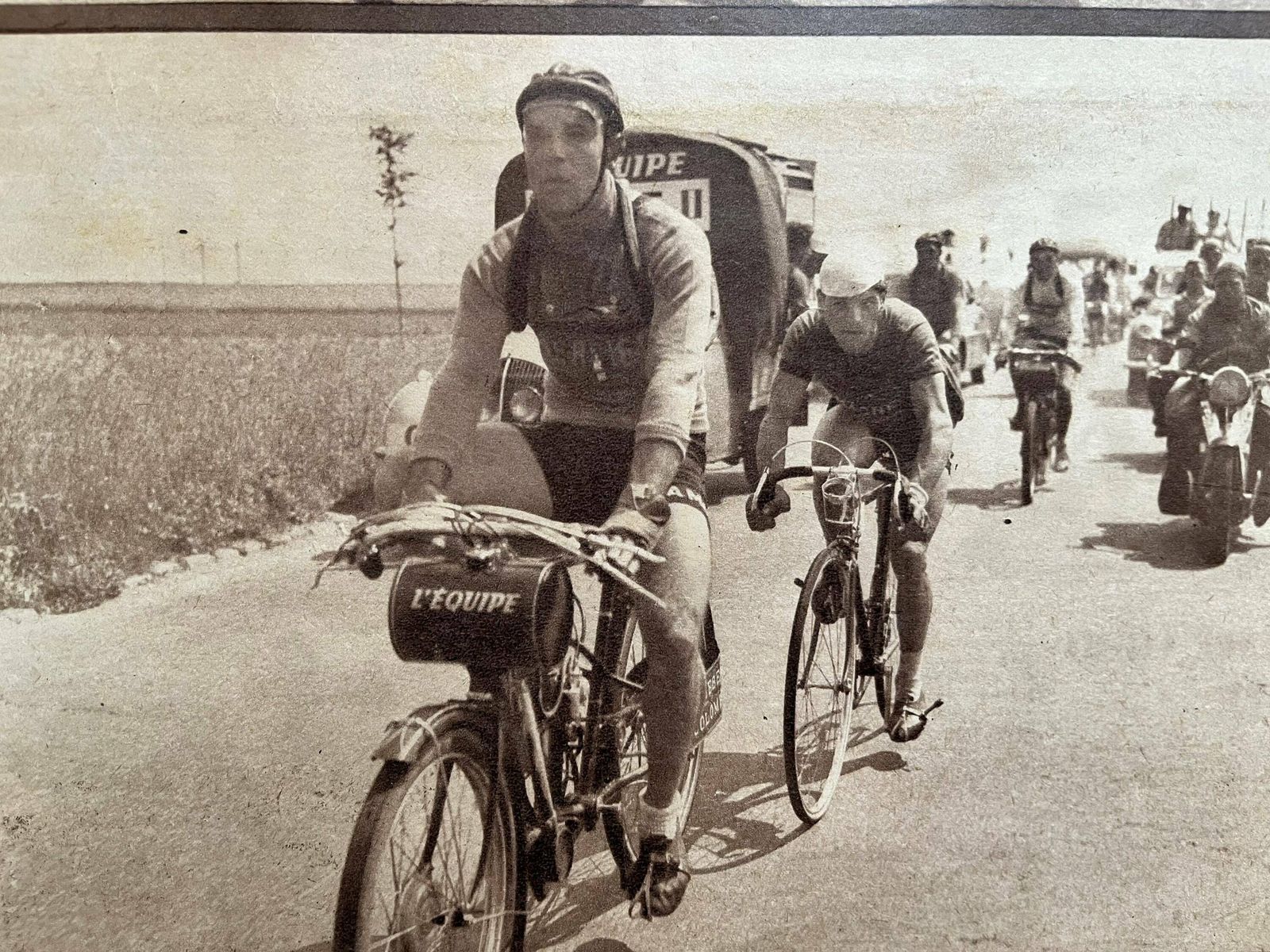 Original 1950s Vintage Tour De France Cycling Print   Stan Ockers photo Art