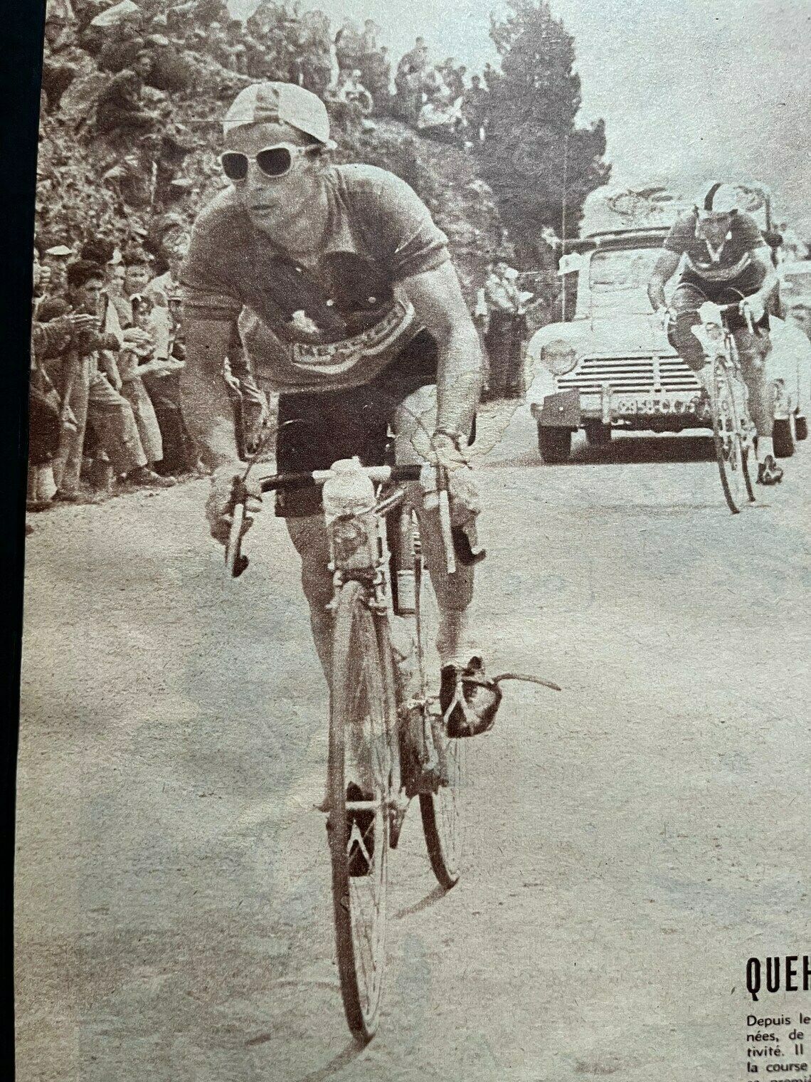 1959 Original Vintage Tour De France Cycling Print   Marcel Queheille photo furniture