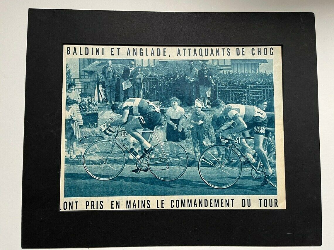 1950s Original Vintage Tour De France Martini Cycling Print Baldini Anglade