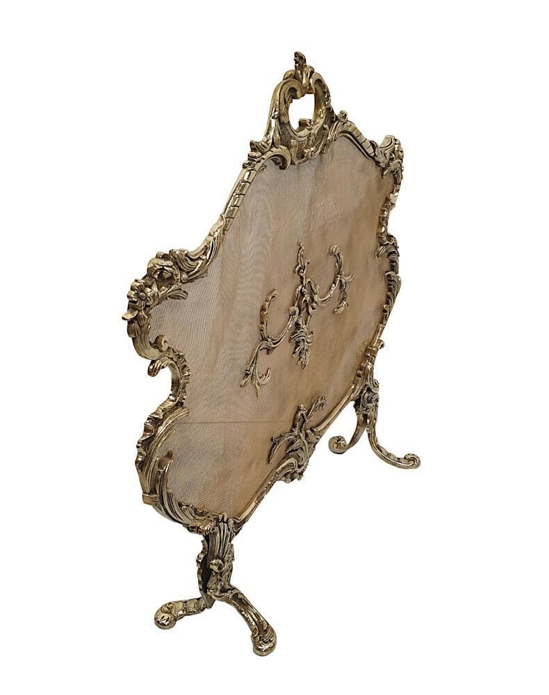 A Very Fine 19th Century Brass Fire Screen In The Rococo Manner photo furniture