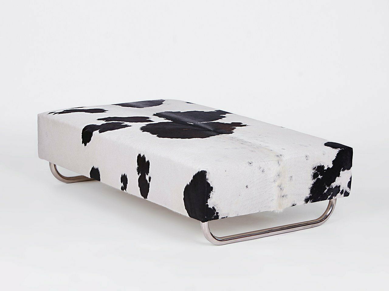 Large Tubular Steel Cowhide Coffee Table, 1940 photo vintage