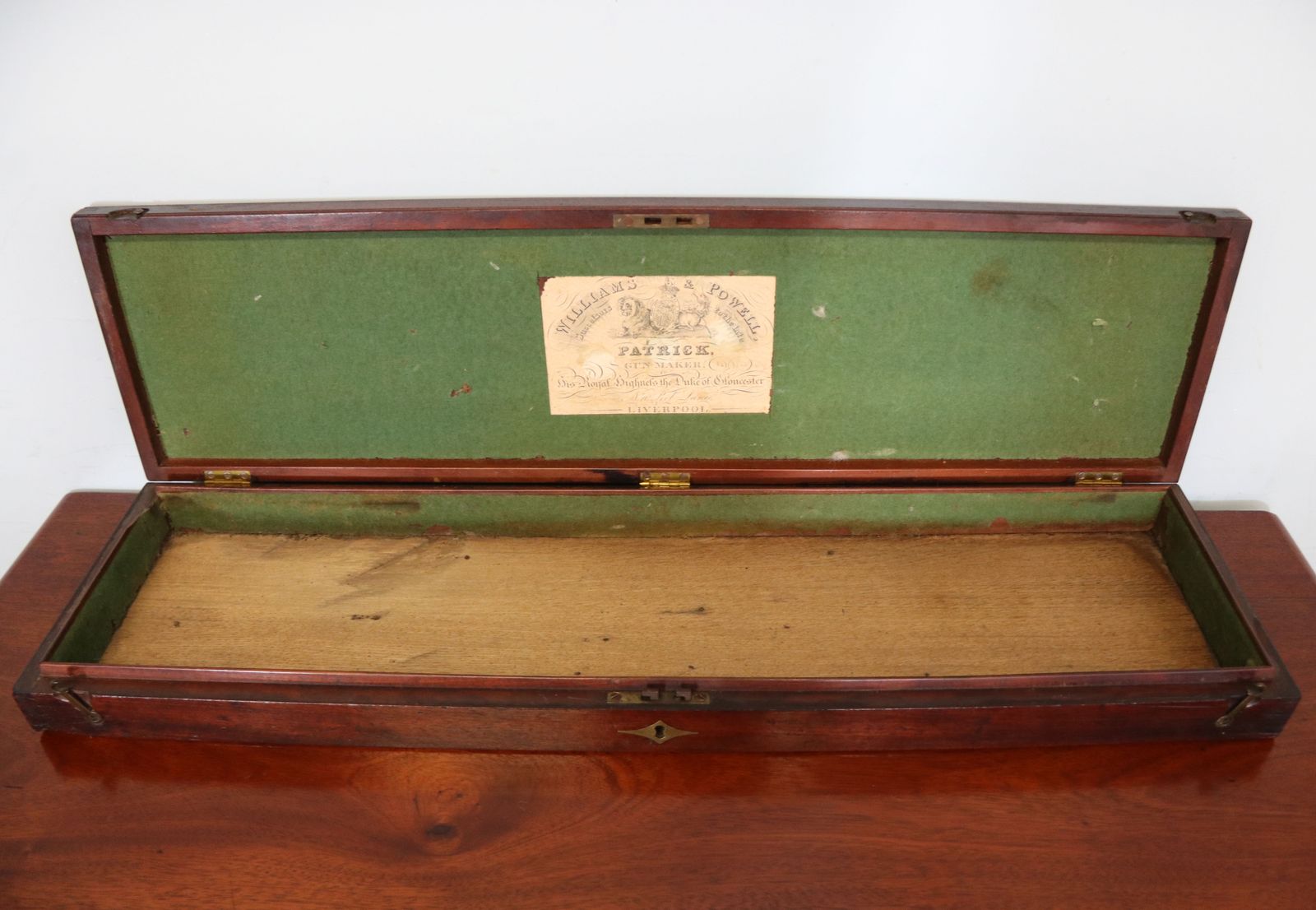 Lovely Mahogany Gun Case Bears The Label Williams & Powell Of Liverpool. photo for sale