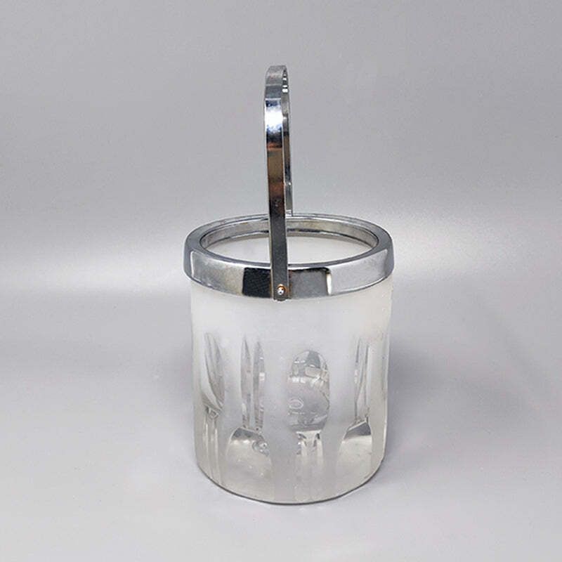 1960 Gorgeous Ice Bucket With 6 Glasses In Hand Cut Lead Crystal By Kristal. Made In Italy photo Home Decor