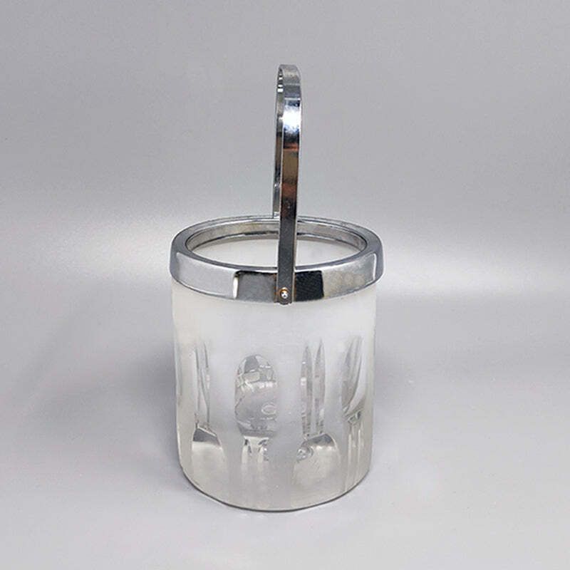 1960 Gorgeous Ice Bucket With 6 Glasses In Hand Cut Lead Crystal By Kristal. Made In Italy photo 403.0