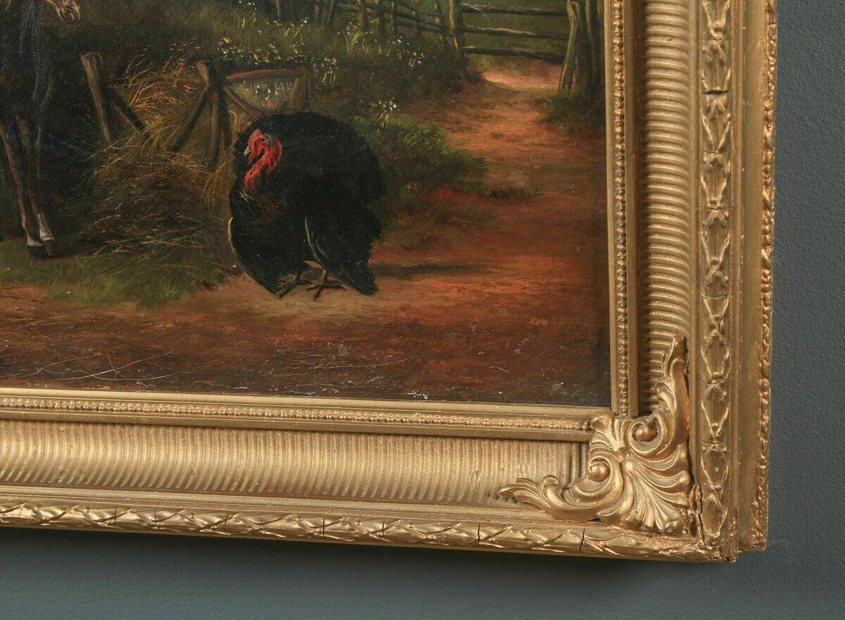 Antique English Victorian Oil Painting Horse Country Scene Henry Charles Woolett photo buy