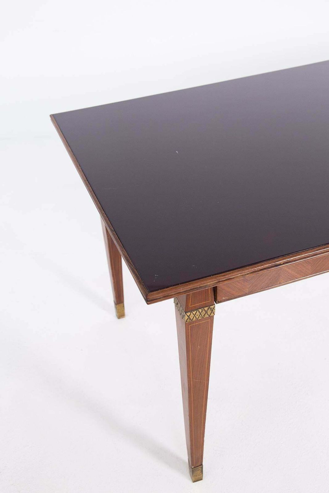 Furniture Italian Dining Table In The Style Of Paolo Buffa In Wood Brass And Smoked Glass photo