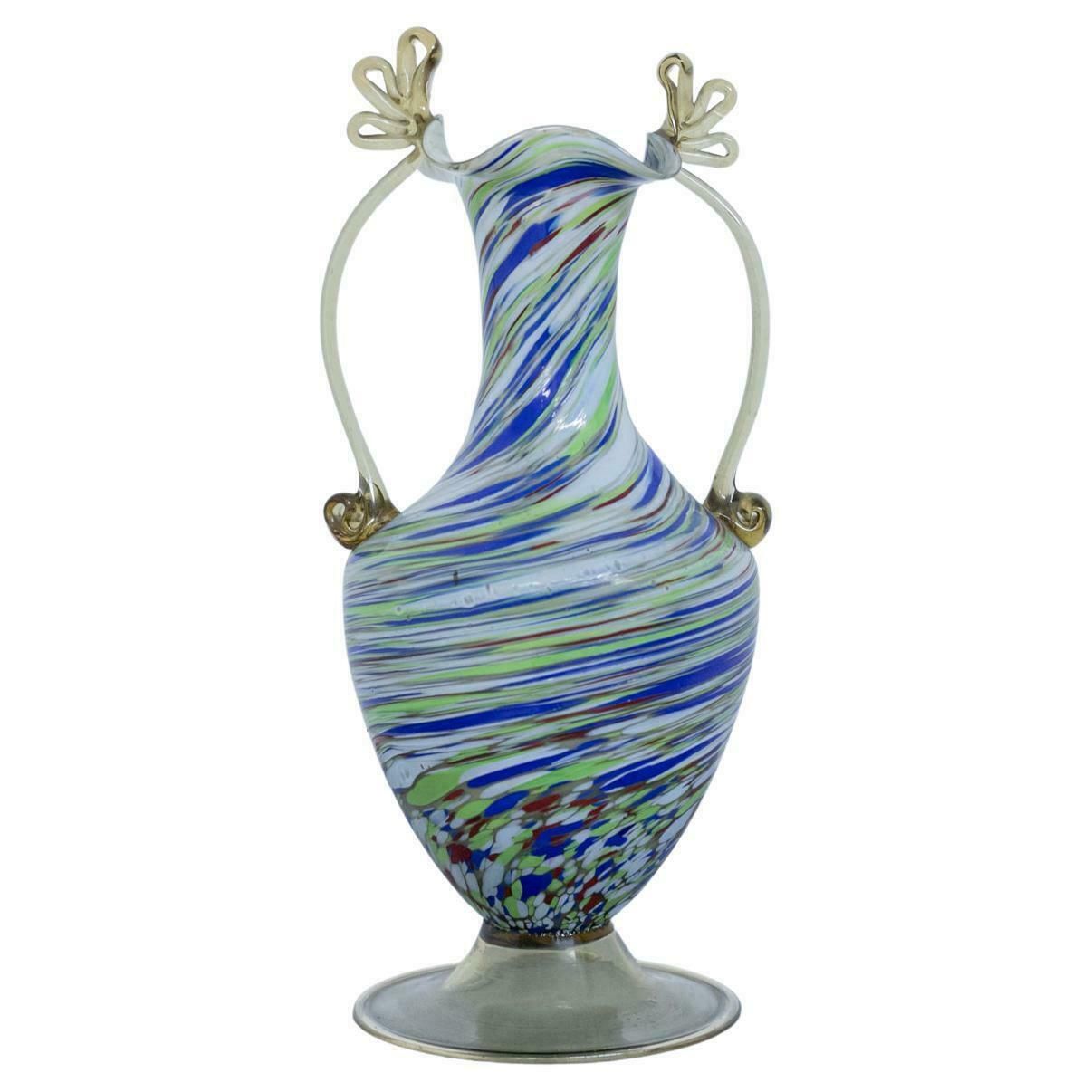 Fratelli Toso Vintage Coloured Murano Glass Vase, 1920s