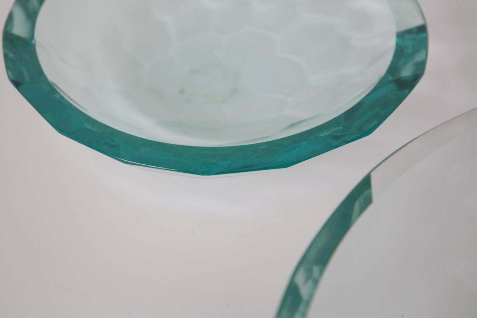 Pair Of Glass Centrepieces In The Style Of Fontana Arte photo vintage