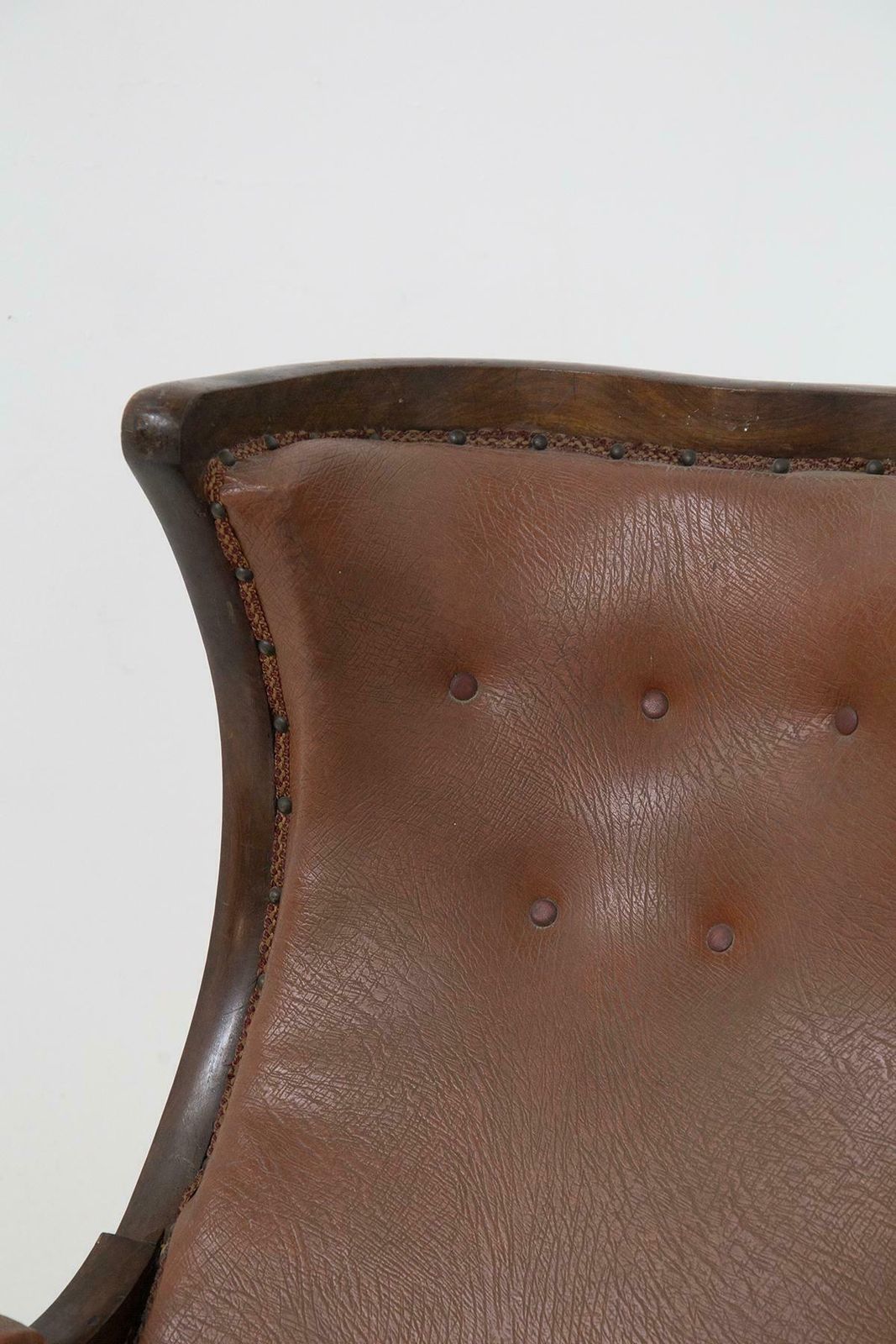 French Antique Armchair In Original Wood And Leather photo buy