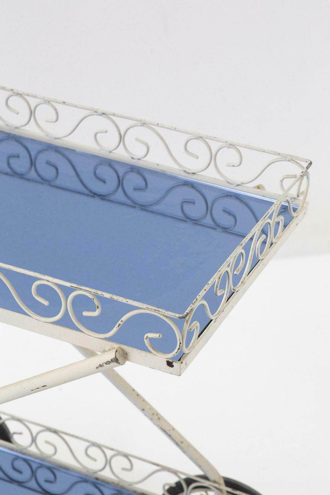 Fontana Arte Painted Iron And Blue Glass Trolley ''Attr.'' photo for sale