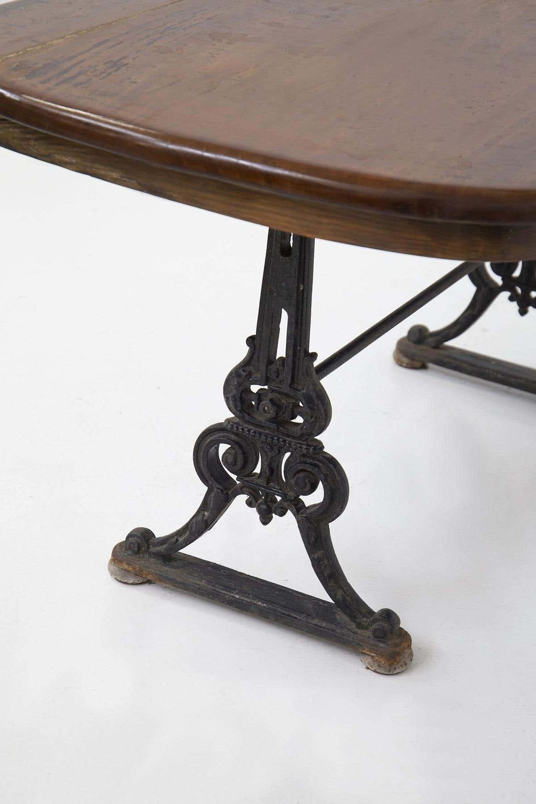 Cast Iron English Outside Table Victorian In Black And Wood photo Garden Furniture