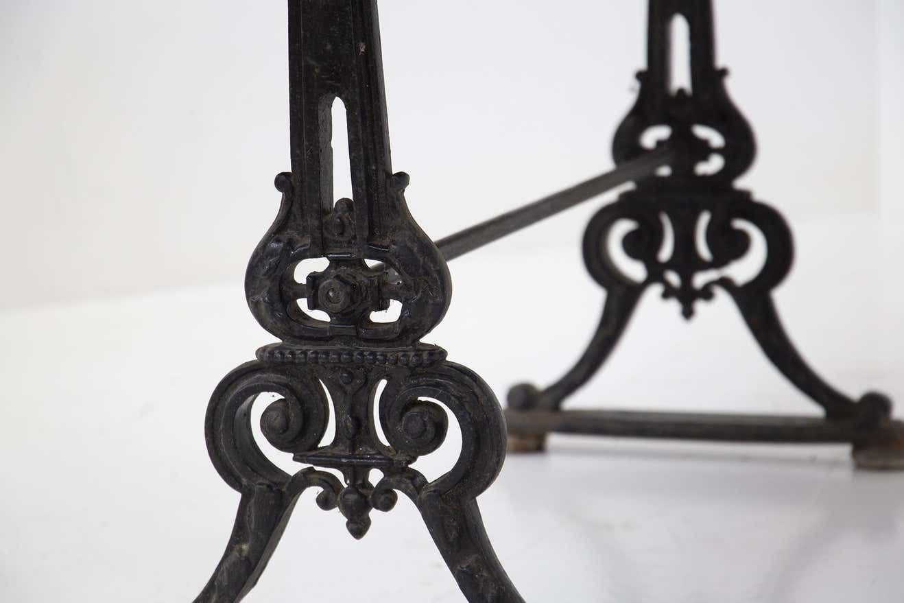 Cast Iron English Outside Table Victorian In Black And Wood photo vinterior