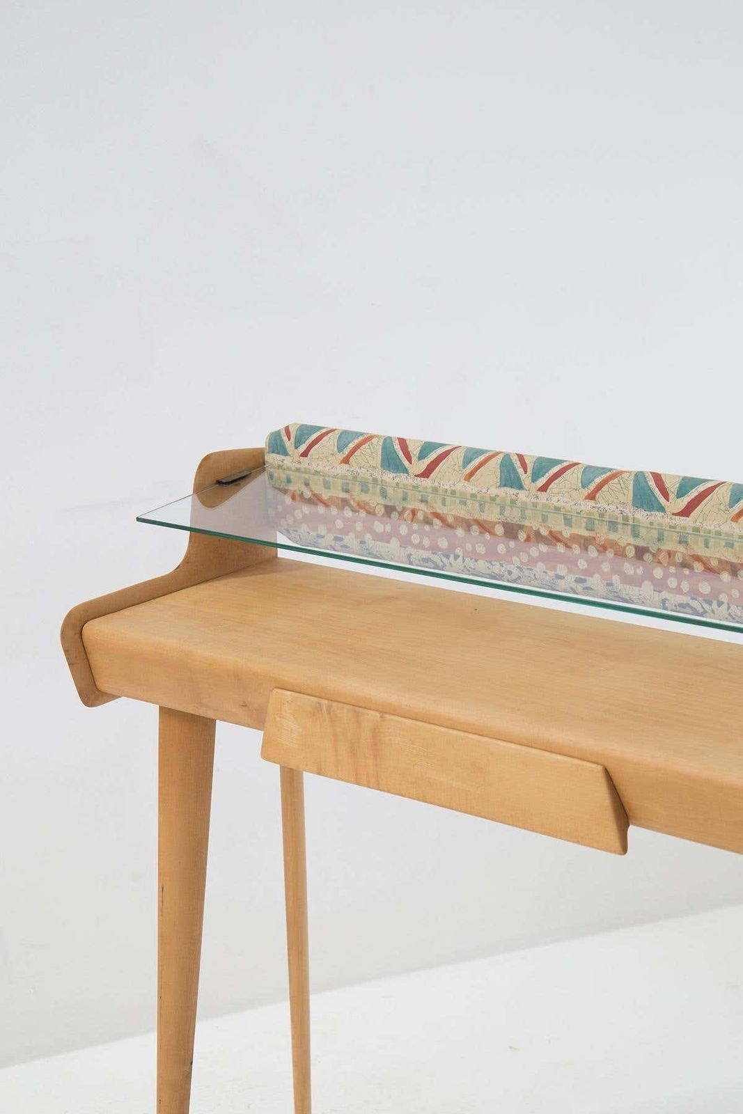 Italian Mid Century Wooden And Glass Writing Desk photo furniture