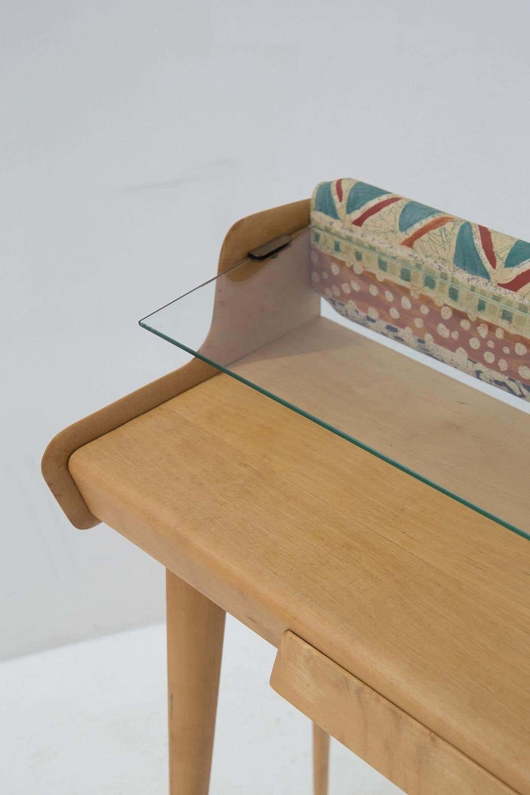 Italian Mid Century Wooden And Glass Writing Desk photo vintage