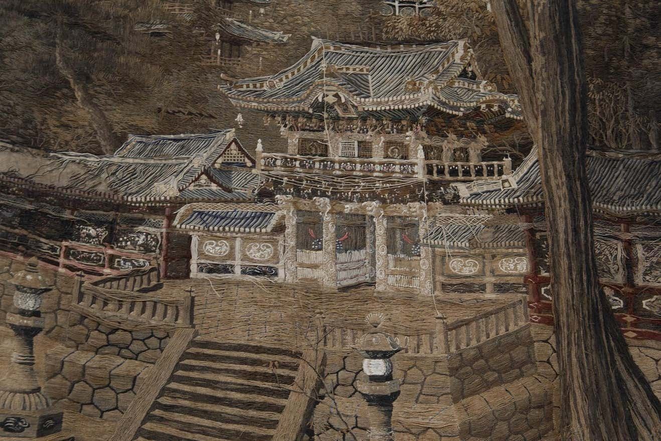 Art Japanese Antique Silk And Cotton Tapestry photo