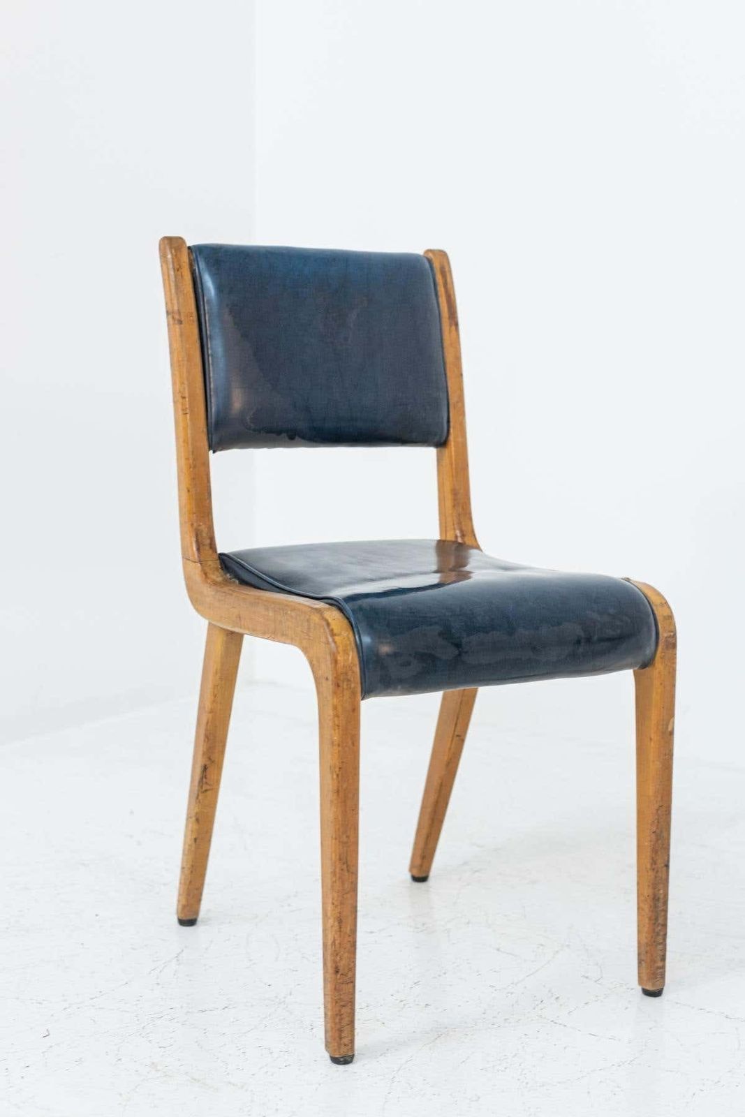 Pair Of Italian Vintage Armchairs In Blue Fabric, 1950s photo 543.0