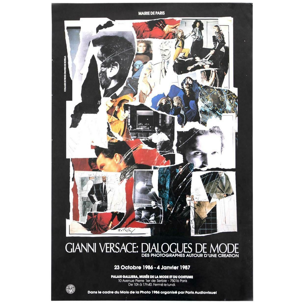 Gianni Versace Poster Created By Mimmo Rotella For Mostra Dialogue Du Mode, 1987