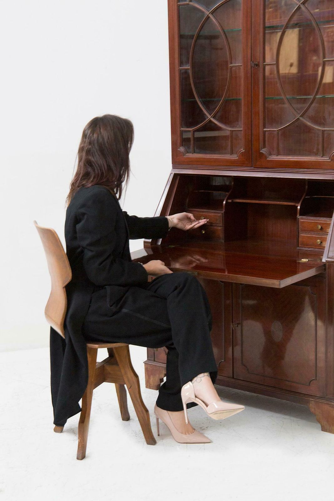 4886.0 Paolo Buffa Trumeau In Wood And Glass For Serafino Arrighi photo