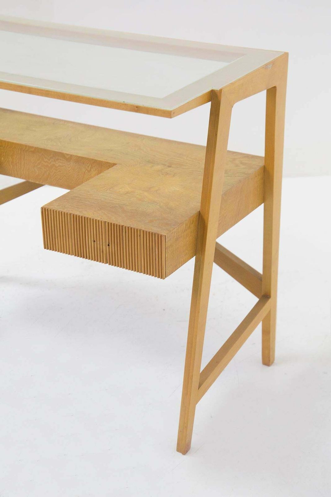 Mario Oreglia Mid Century Wood And Glass Desk photo furniture
