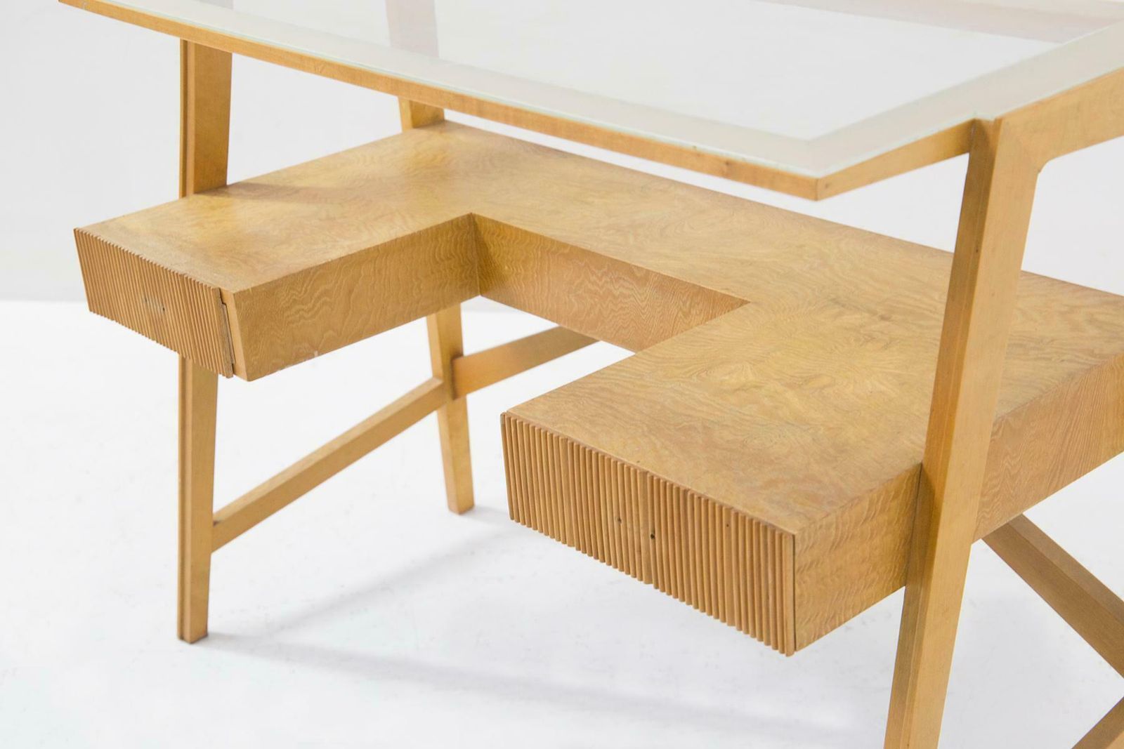 Mario Oreglia Mid Century Wood And Glass Desk photo buy