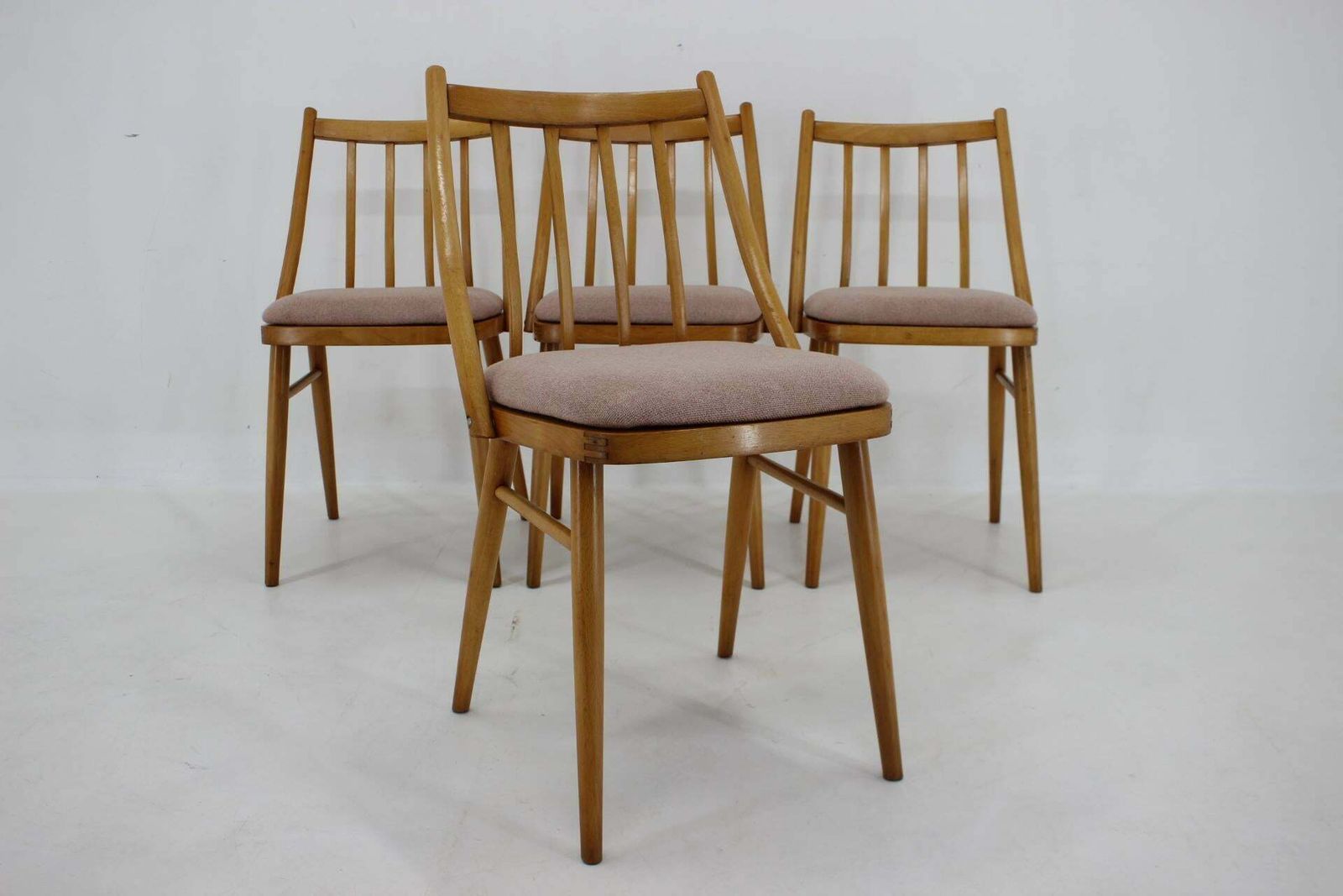 749.0 1970s Antonin Suman Beech Dining Chairs, Set Of 4 photo