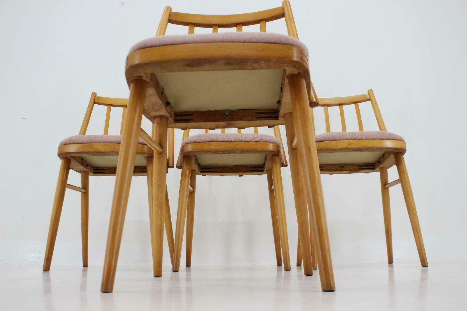 photo vinterior 1970s Antonin Suman Beech Dining Chairs, Set Of 4