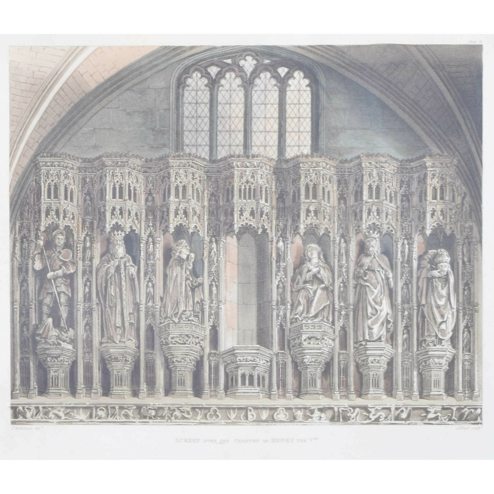 J Black (Early 19th Century) After Frederick Mackenzie (1788 – 1854) Screen Over The Chantry Of Henry V Westminster Abbey (1812)