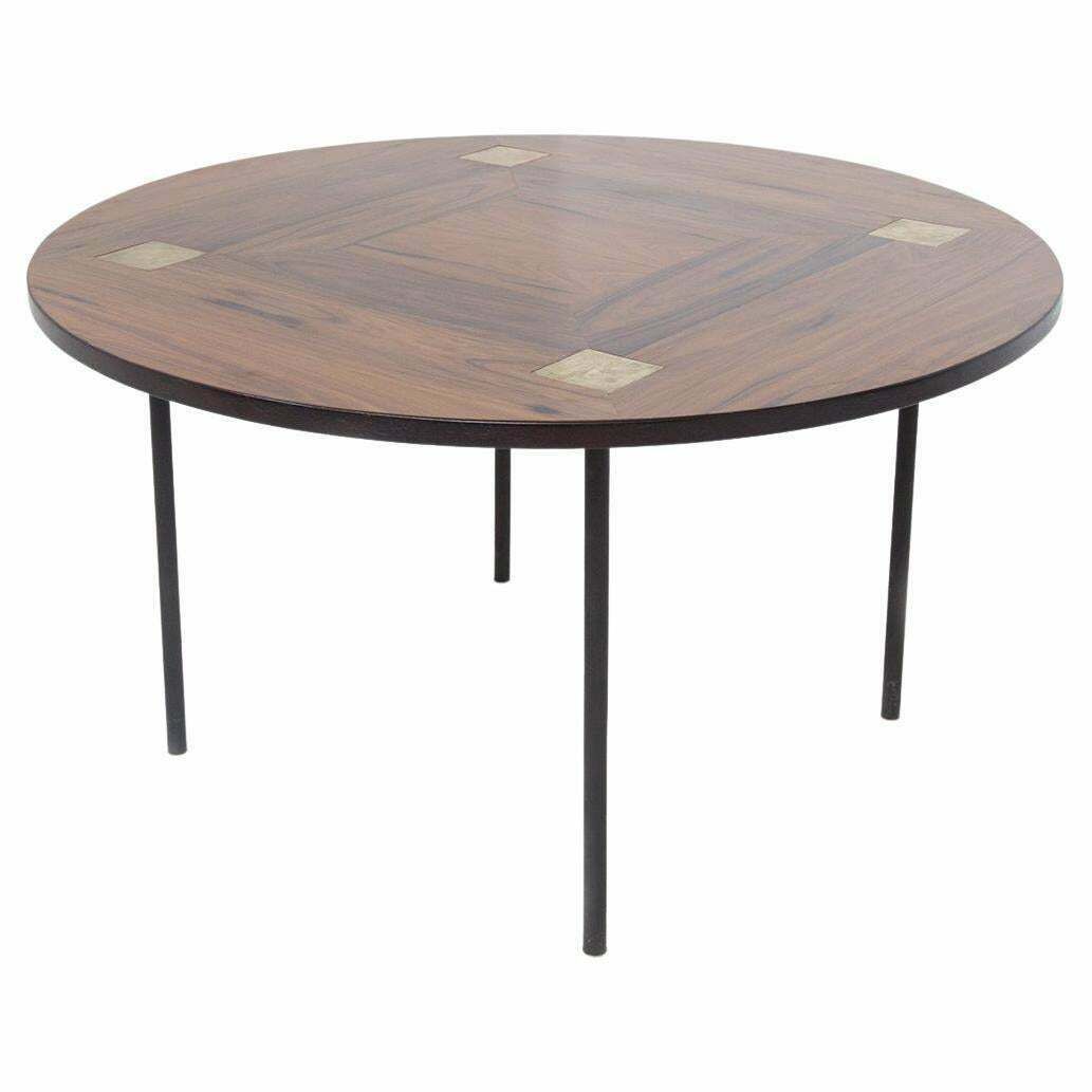 Vintage Wood And Brass Lounge Table By Ettore Sottsass, Published