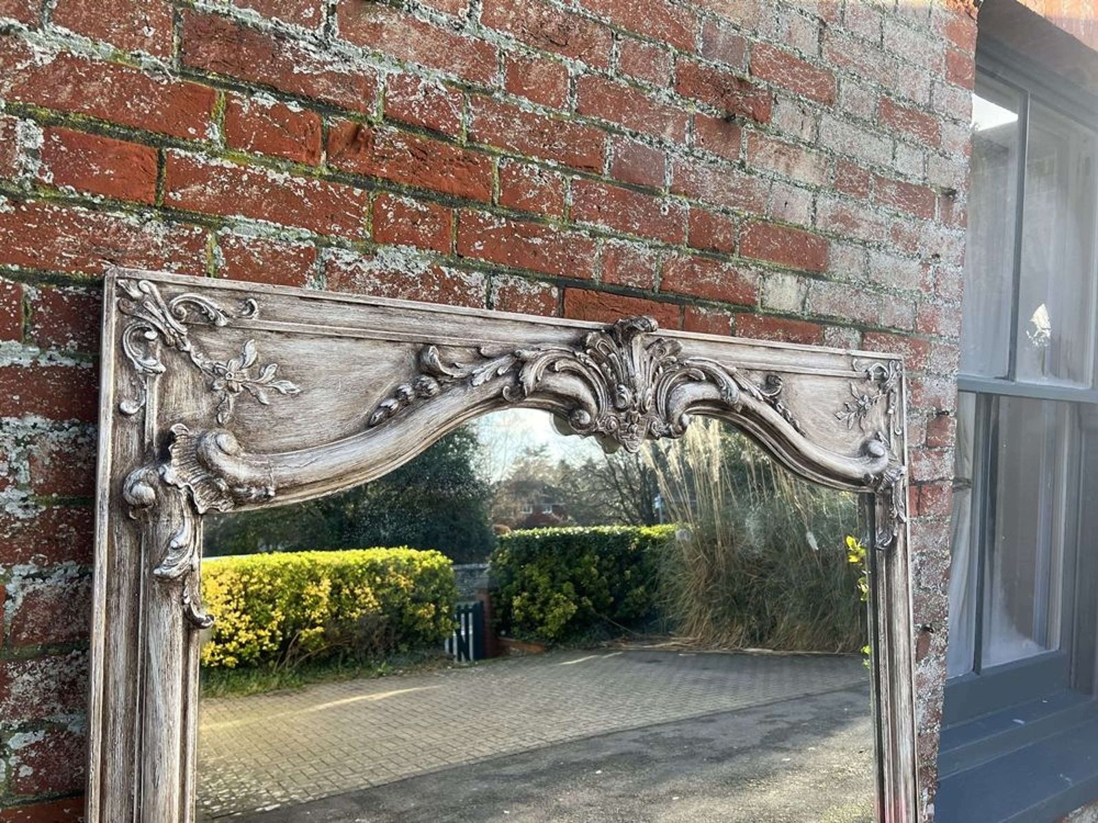 A Stunning Large Antique French 19th C Shaped Top Painted Mirror photo 1795.0