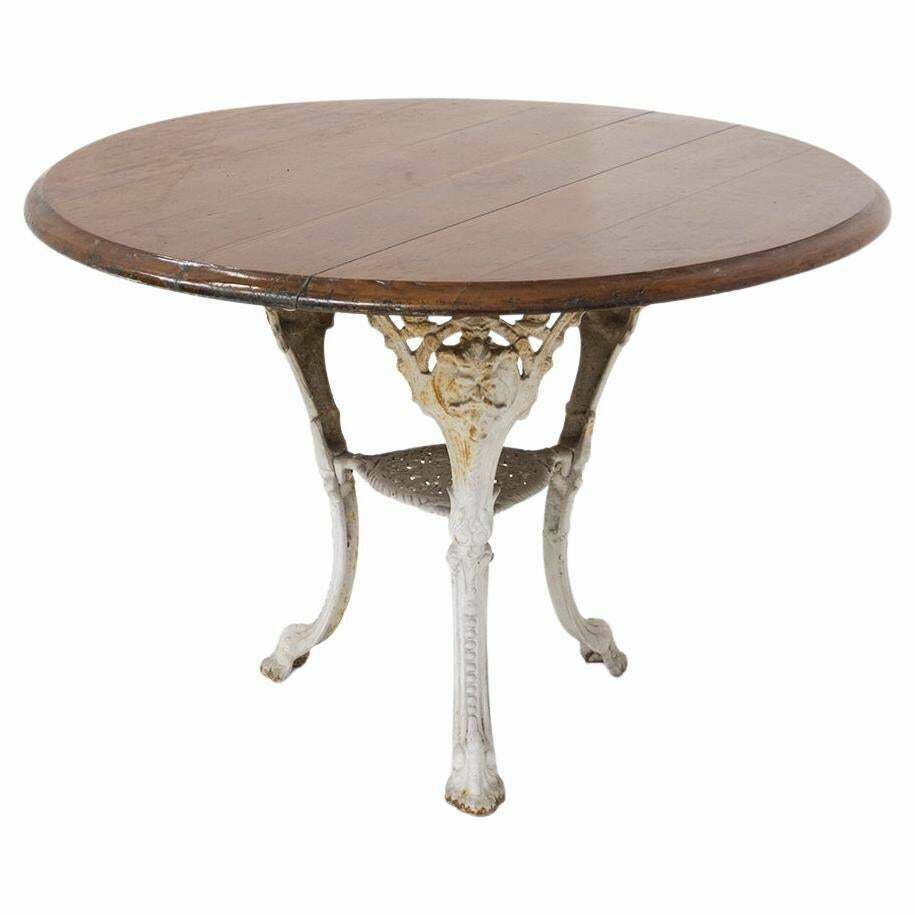 Cast Iron English Table Victorian In White And Wood
