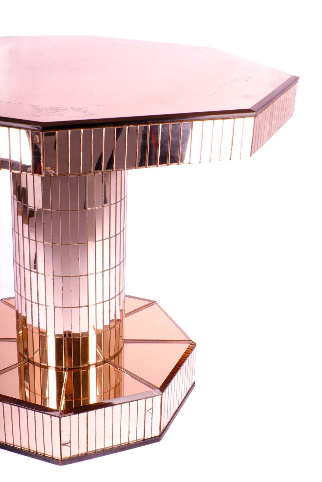 Art Deco Mirrored Peach Glass Occasional Table photo furniture