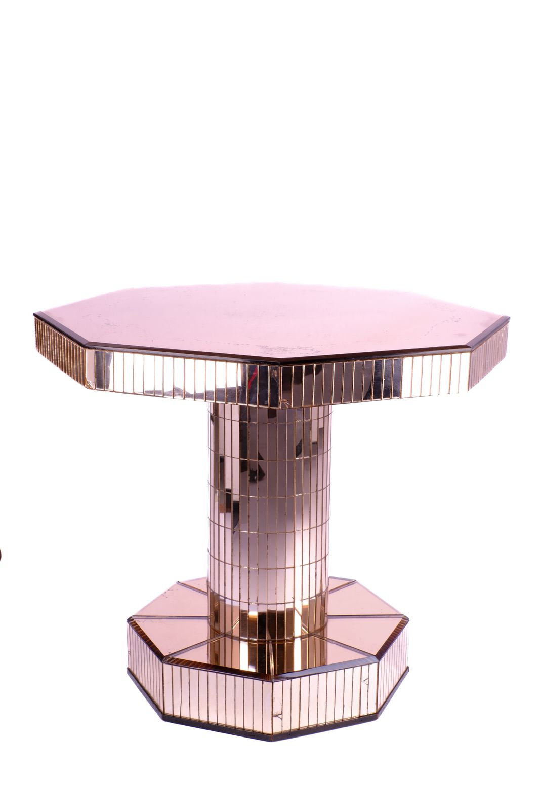 Art Deco Mirrored Peach Glass Occasional Table photo for sale