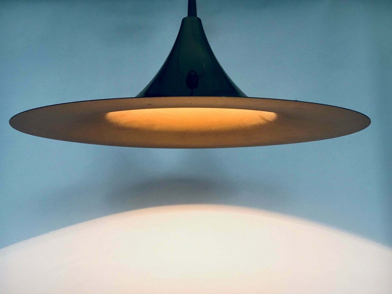 Lighting Postmodern Design Semi Or Witch Hat Gold Pendant Lamp, 1980's photo