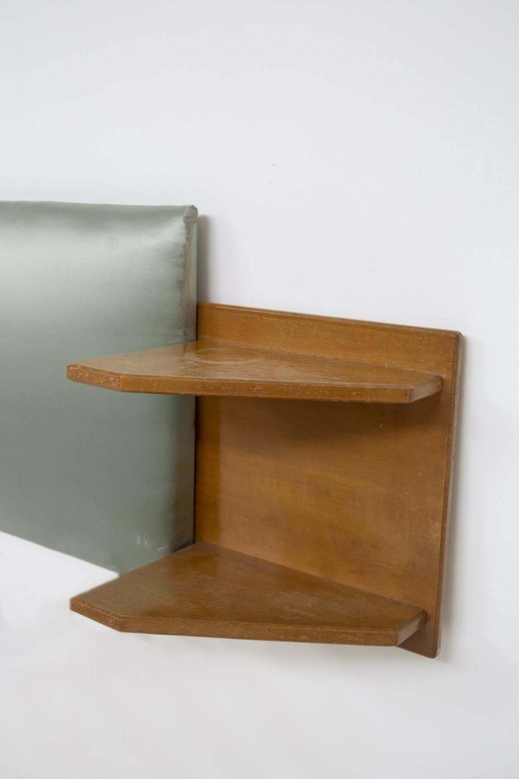 Vintage Headboard Of Two Single Beds In Wood And Fabric photo for sale