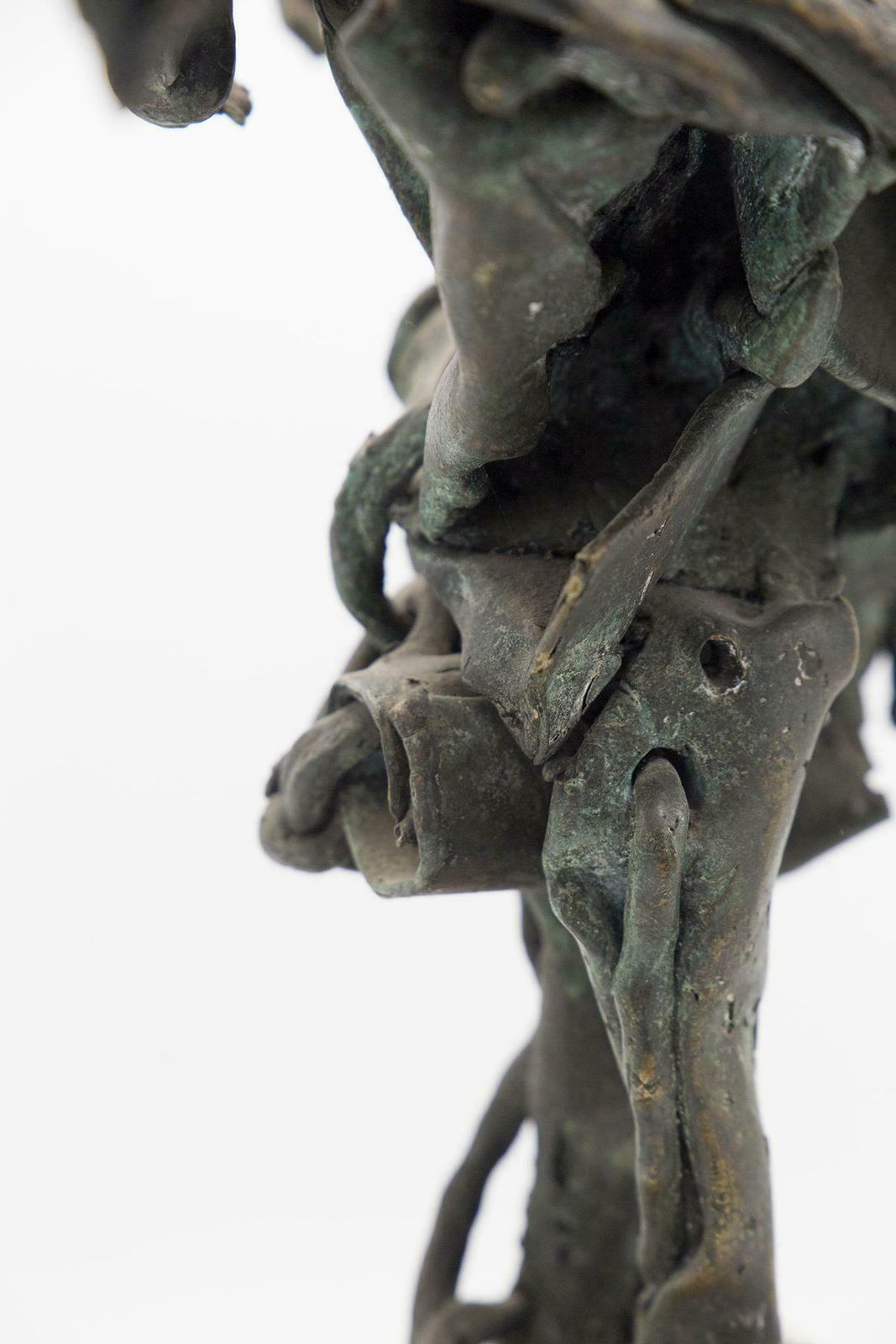 photo for sale Brutalist Bronze Mythological Bird Sculpture In Travertine