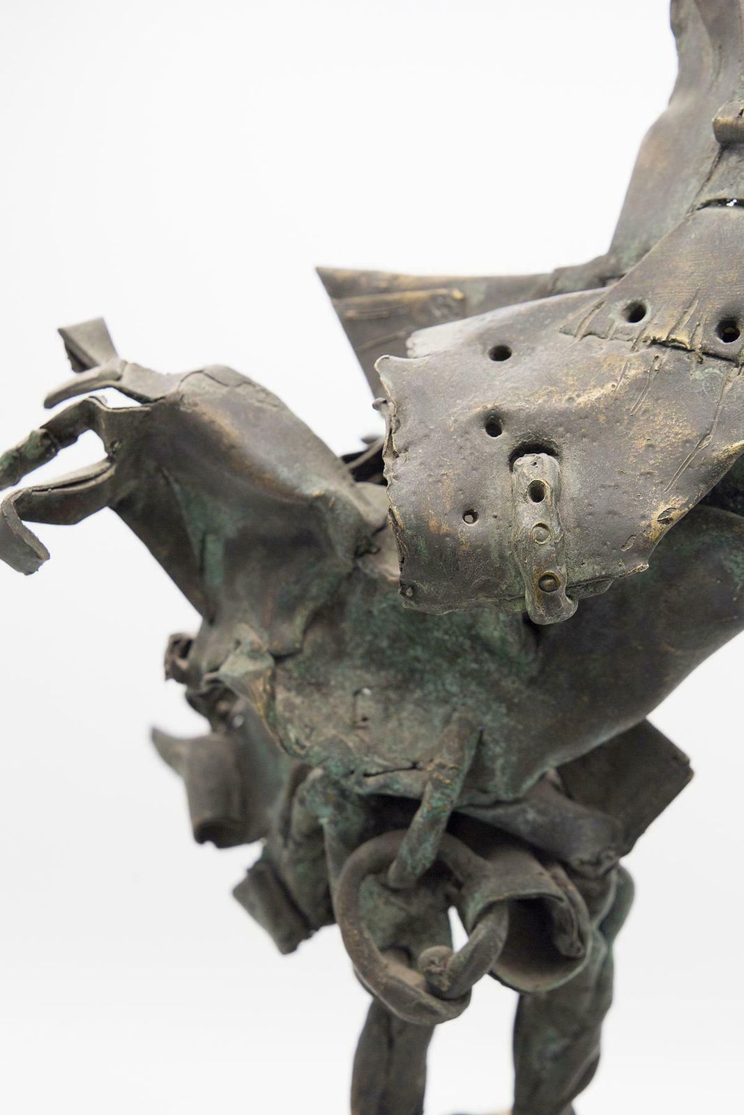 Art Brutalist Bronze Mythological Bird Sculpture In Travertine photo