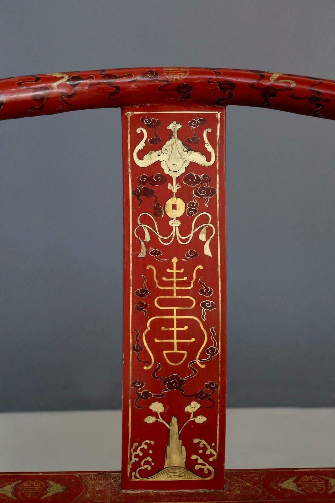 photo for sale Pair Of Chinese Chair In Lacquered Red Wood Of 18th Century