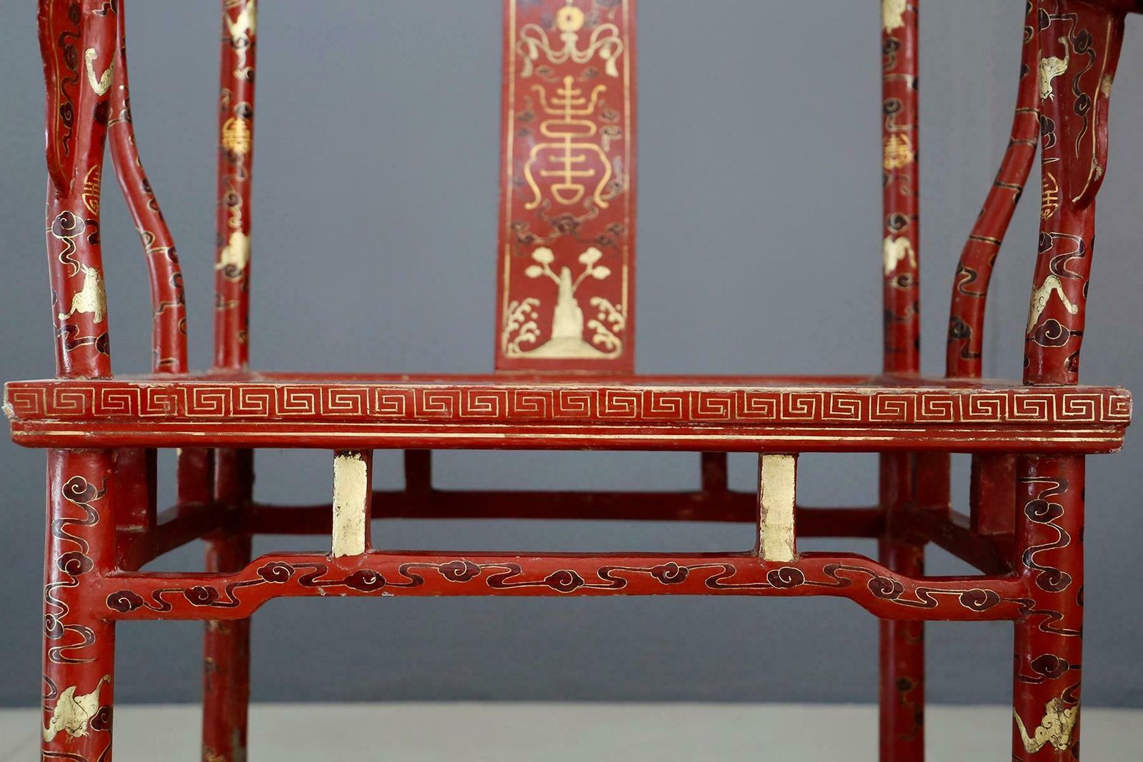 4883.0 Pair Of Chinese Chair In Lacquered Red Wood Of 18th Century photo