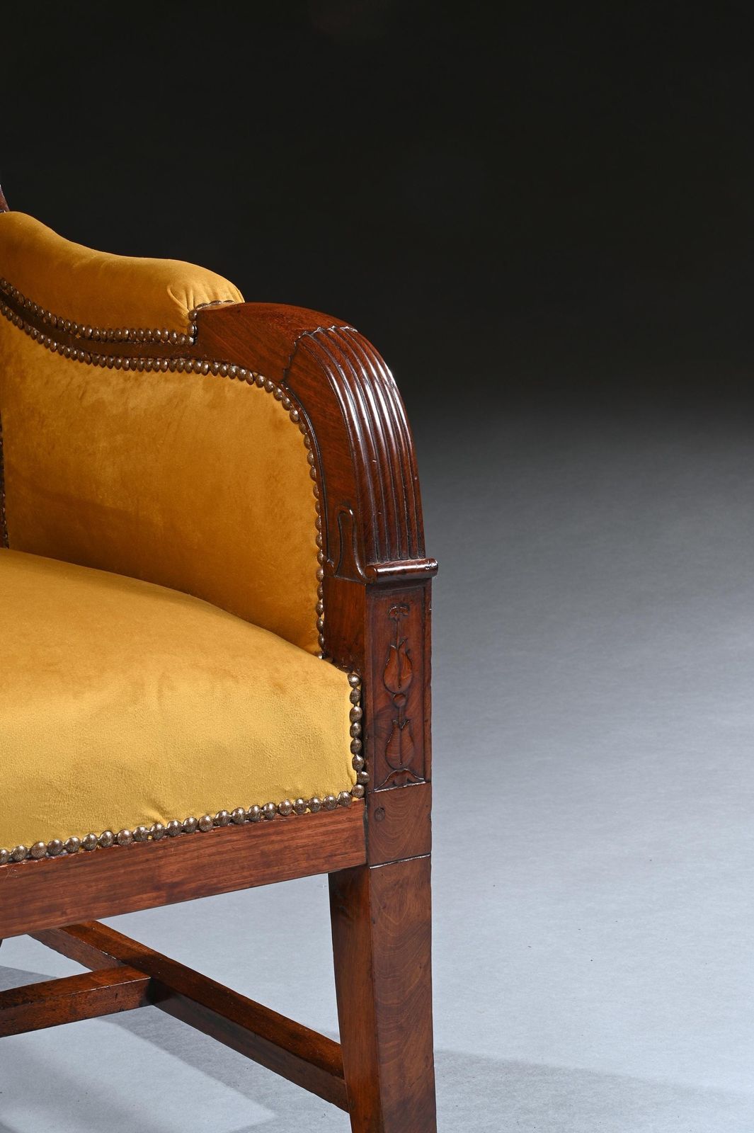 French Empire Mahogany Reclining Wing Back Armchair photo for sale