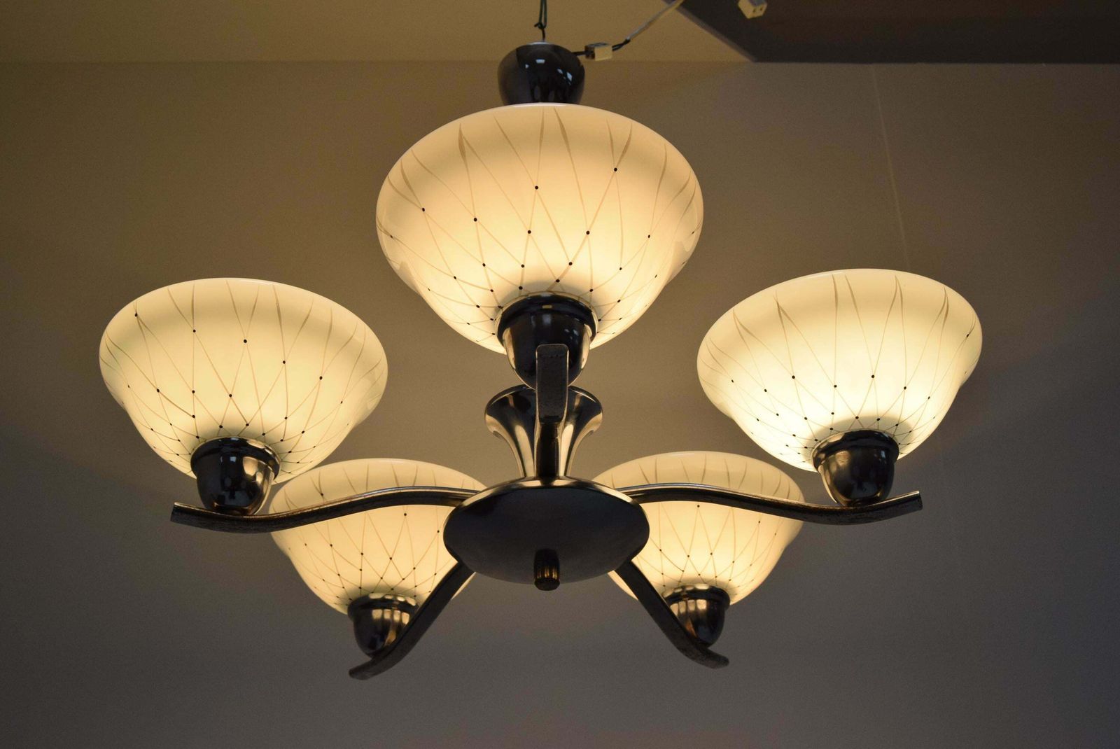 Lighting Mid Century Chandelier By Company Drukov 1960''S photo