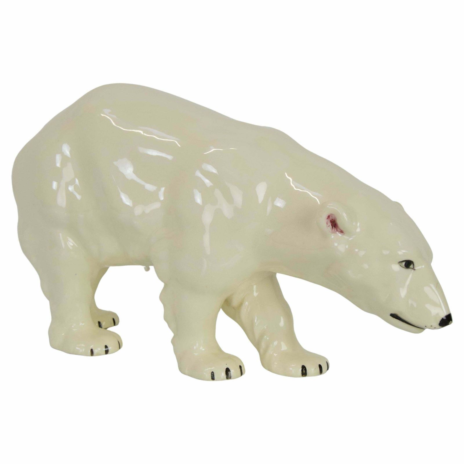 Large Antique Czechoslovakia Porcelain Royal Dux Polar Bear Sculpture In 1925