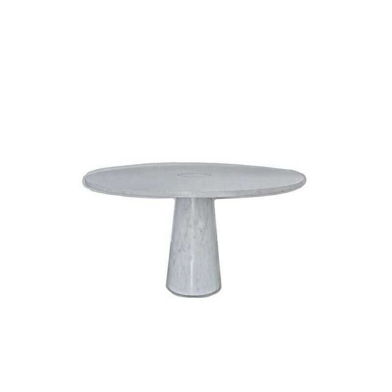 Vintage Eros Round Table In White Carrara Marble By Angelo Mangiarotti Italy 1970s photo Furniture