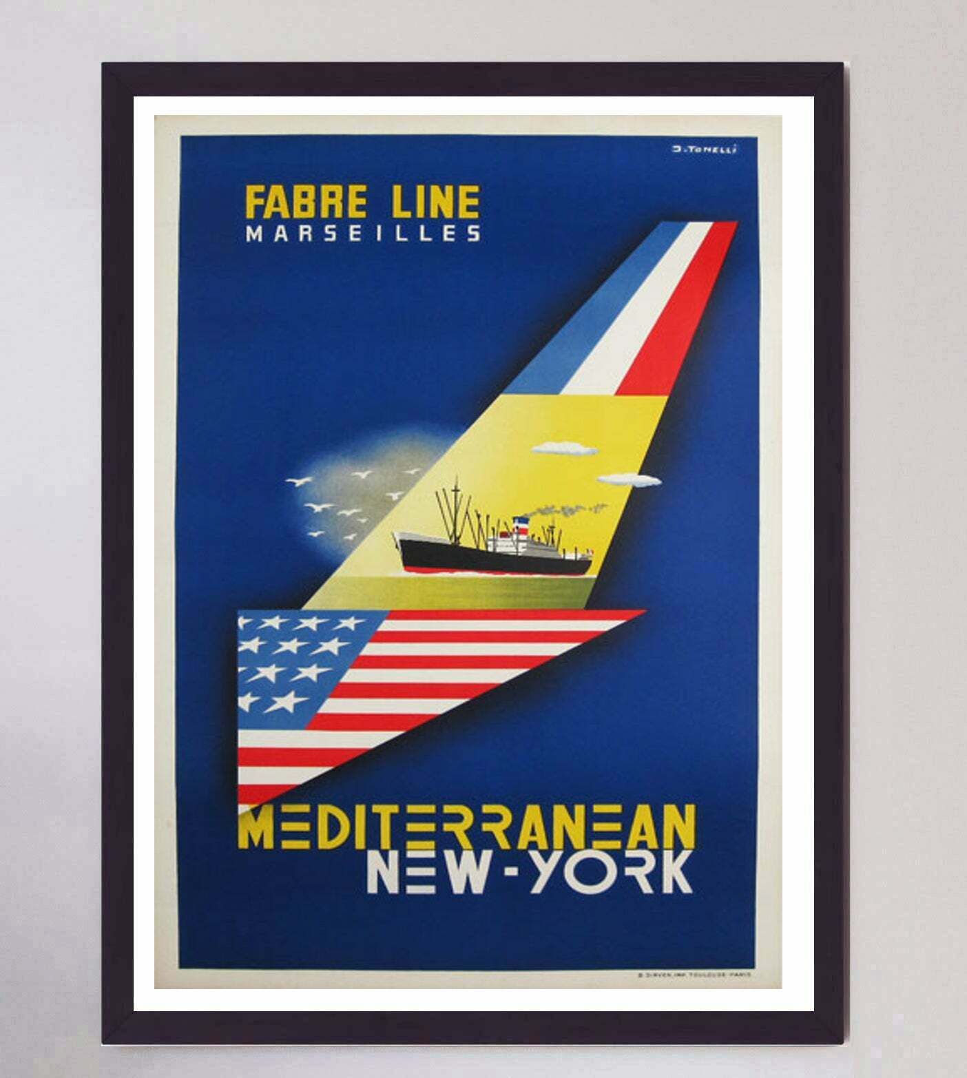 Fabre Line   Mediterranean New York Original Vintage Poster photo furniture