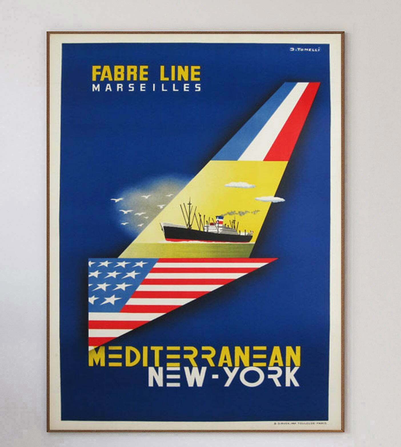 Fabre Line   Mediterranean New York Original Vintage Poster photo 1159.0