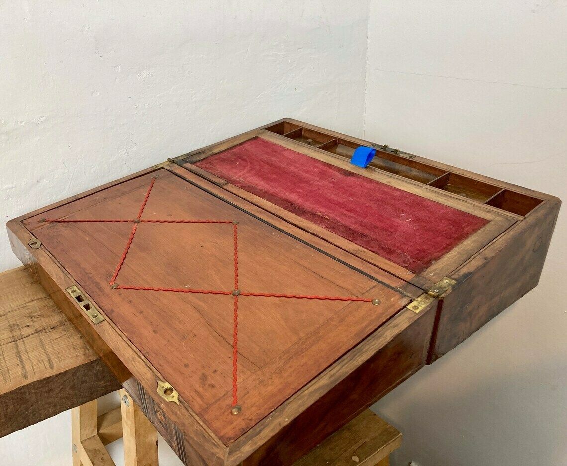 Beautiful Antique Victorian 19th Century 1800’s Writing Slope Chest Box Marquetry Walnut Stunning photo Home Decor