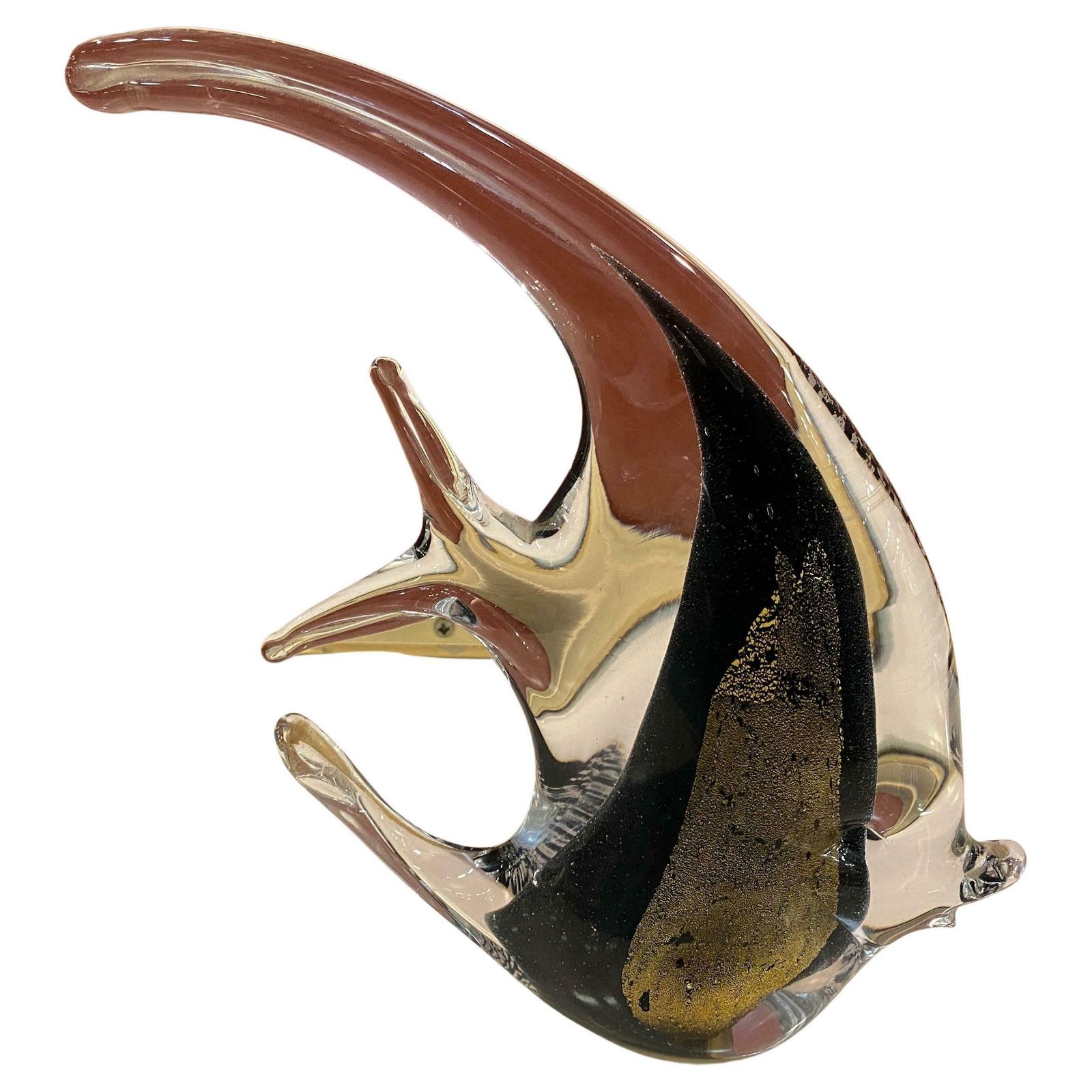 1980s Modernist Murano Glass Sculpture Of Tropical Fish By Seguso