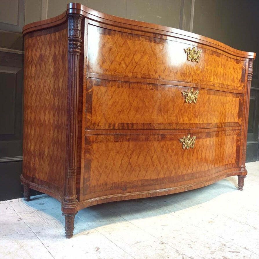 A Late 19th Century Serpentine Satinwood Commode photo furniture